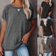 thumbnail image 4 of Women's Casual Loose Tops Short Sleeves Round Neck Comfort Blouses for Women and Teen Girls, 4 of 5