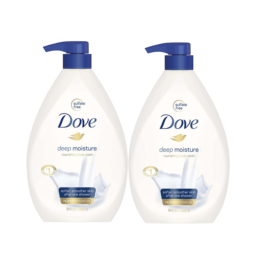 (2 Pack) Dove Deep Moisture Body Wash Pump, 34 oz