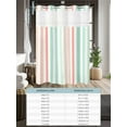 thumbnail image 6 of No Hook Cloth Fabric Shower Curtain with Snap in Liner, Coral Cyan Stripe Waterproof Shower Curtains Set with See Through Top Window, Geometric Grey White Vertical Striped Bath Curtains 72"x78", 6 of 6