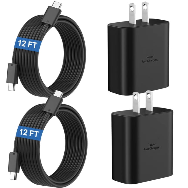 Cargador Samsung Super Fast USB C de 45 W con cable de 12 pies negro
