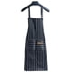 thumbnail image 1 of Delantal de cocina de 2 piezas con 2 bolsillos y babero ajustable para hombre y mujer, con tiras negras, 1 of 12
