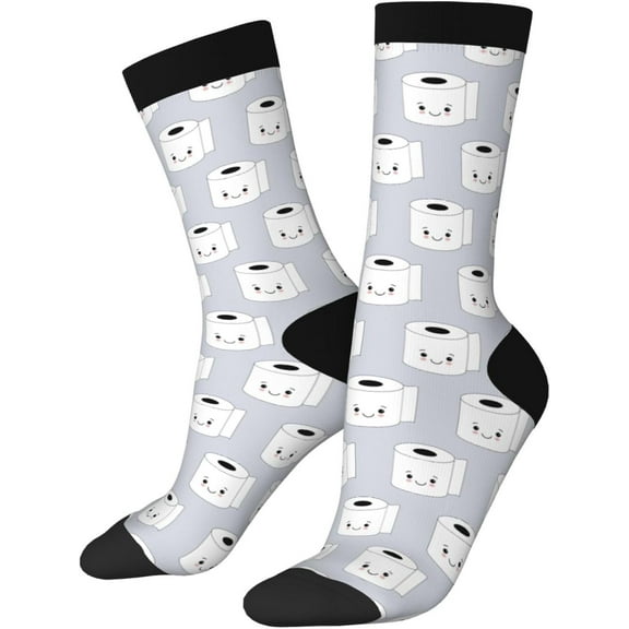 Cute Toilet Paper Novelty Crew Socks Crazy Socks Casual Dress Socks For Men/Women