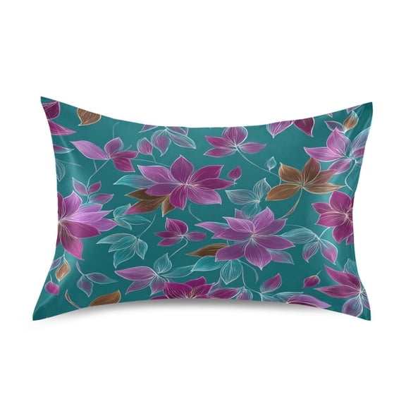 Pillowcase Satin Pillowcase 26x20in Pillow Case Satin Pillow Case Soft and Smooth Teal Floral Pattern