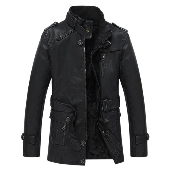 Men's Leather Trench Coat Slim Fit Double Belted Jacket Stylish Outerwear for Casual and Formal Occasions