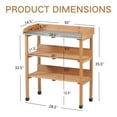 thumbnail image 6 of Outdoor Wooden Potting Bench Table with Metal Tabletop,3 Layers Outdoor Work Bench for Garden,Garage,Light Brown, 6 of 7