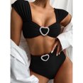 thumbnail image 2 of Hinvhai Womens swimsuits clearance,Women Heart Buckle Bikini Set Push-Up Pad Swimwear Swimsuit Beachwear Black L(L), 2 of 6