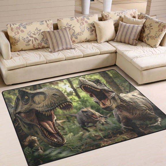 Dinosaurs in The Forests Area Rugs Soft Non-Slip Floor Mats Large Nursery Carpets Doormat for Living Room Bedroom Hotel Decor 80"x58"