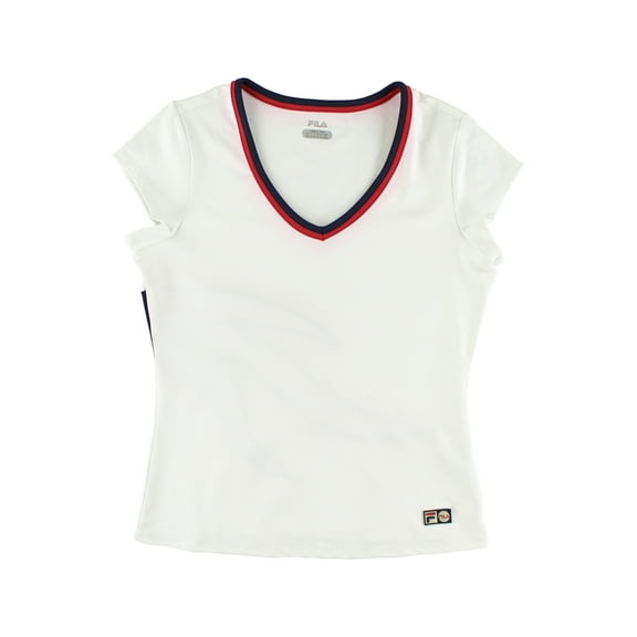 Fila Classic V Neck Ss Womens Active Shirts & Tees Size M, Color: White/Red