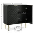 thumbnail image 2 of Modern Storage Solution Sideboard Buffet Cabinet – 2 Embossed design Doors, Spacious Shelves, Versatile for Dining Room, Kitchen, Entryway, or Living Room – Accent Furniture, Color: Black, 2 of 8