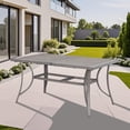 thumbnail image 3 of 59.8" Outdoor Dining Table for 6 with 200LB Capacity, Weatherproof Aluminum Top & Umbrella Hole - All-Weather Patio Table for Backyard, Garden, Poolside, 3 of 10