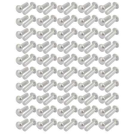 Uxcell 100-Pack M3 X 4mm Aluminum Half-Round Head Solid Rivets – Silver Tone, Knurled Shank, Corrosion-Resistant, For Light-Duty Fastening