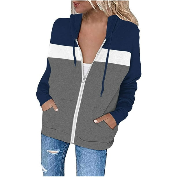 Sudaderas con capucha de manga larga con cremallera cómoda para mujer Chaquetas Sudadera con capucha con cordón informal Abrigo Pompotops gfhjh12488