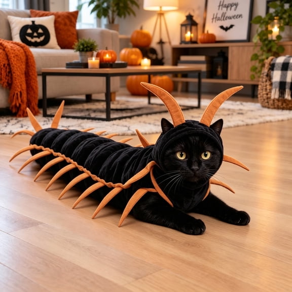 Cat Costume Halloween Centipede Pet Outfit for Party Funny Adjustable Dress-Up Cloak for Cats Small Dogs Photos and Holiday Gift