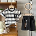 thumbnail image 2 of Karoyedx Boys Outfits Boys Shorts Sets - 2 Piece Short Sleeve Crewneck Tee and Performance Shorts for Boys Black Size,12-18 Months, 2 of 4