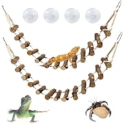 VNEKVA 2 Pack Fruit Wood Reptile Basking Bridge & Climbing Ladder, Terrarium Decor for Geckos, Hermit Crabs, Bearded Dragons, Chameleons and Small Amphibians & Reptiles