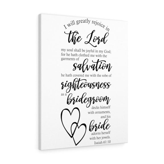 Scripture Walls Isaiah 61:10 Rejoice in Marriage Bible Verse Canvas Christian Wall Art Ready to Hang Unframed