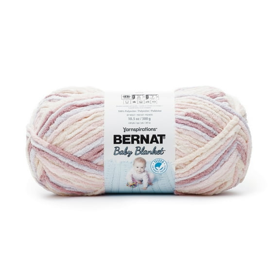Bernat® Baby blanket™ #6 Super Bulky Polyester Yarn, Raspberry kisses 300g 220Yd (2pk)