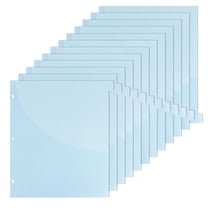 Multibey 12-Tab Binder Dividers with Front Pocket & Translucent Blue Insertable Tabs, for 3-Ring Binders/Folders