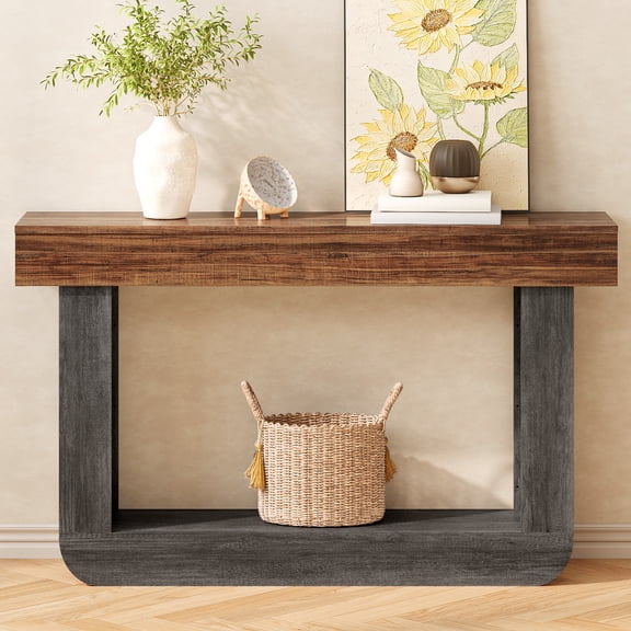 Tarnorci Console Table Wood Texture Sofa Table for Entryway, Hallway, Living Room