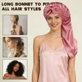 thumbnail image 6 of LAPTOM MAXA Long Satin Bonnet, Double Layer Reversible Silk Bonnet for Long Hair Women Sleeping Cap with Tie Band, 6 of 6