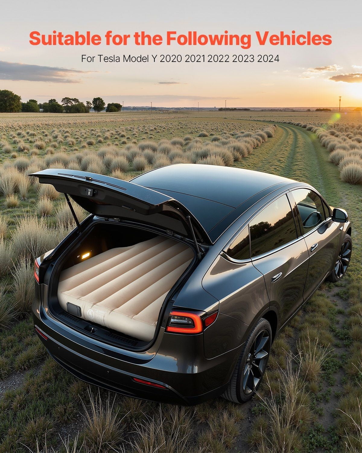 Car Air Mattress, Tesla Model Y Camping Bed - Built-in Pump