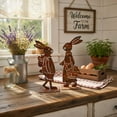 thumbnail image 4 of Usmixi Rustic Iron Bunny Pair Decor Metal Rabbit Figurine with Vintage Finish Tabletop Patio Ornament for Home Shelf Garden Display Photo Styling Accent 1 Set, 4 of 5