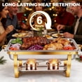 thumbnail image 4 of Chafing Dish Buffet Set 4 Pack, 9QT Rectangular Semi-Gold-Plated Stainless Steel Chafing Dish Set, Buffet Warmer for Hotel Catering, Parties, Weddings, Gold, 4 of 11