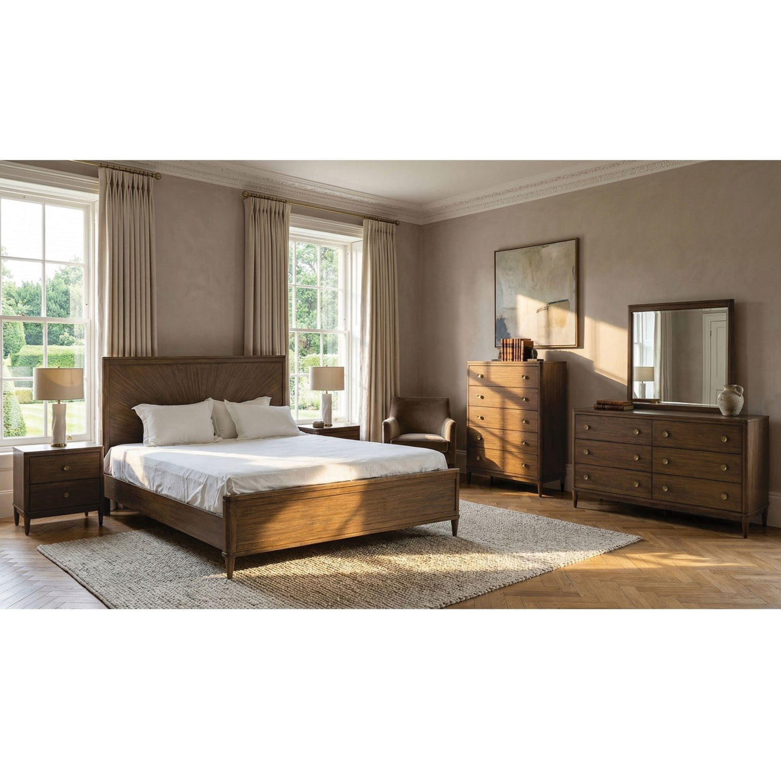 Nightstand USB Ports Rounded Edges English Dovetail Metal Side Glides Bedroom Furniture