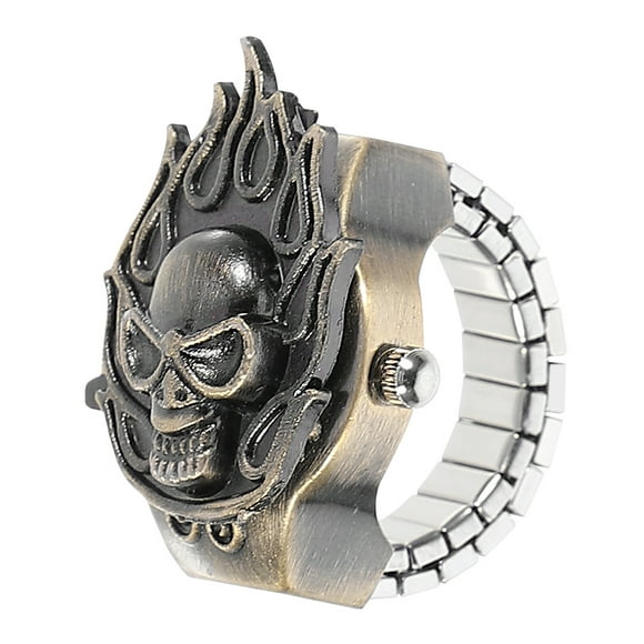 Reloj de anillo retro de volteo flexible Reloj de dedos de hombre creativo simple