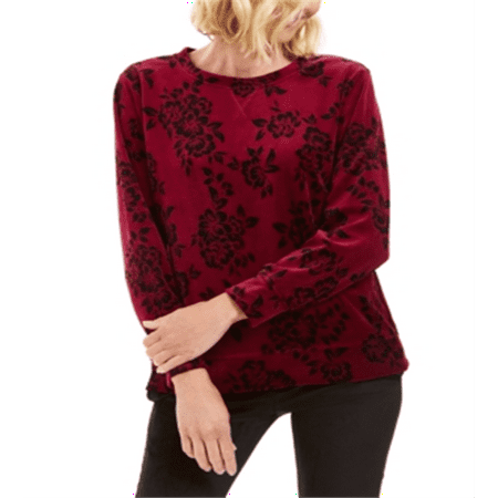 Karen Scott Women's Floral Print Sweatshirt Purple Size Petite Small