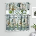 thumbnail image 2 of Kitchen Curtains 36 Inch Short - 3 Panel Set, Seashell Starfish Nautical Print, Rod Pocket Window Curtain for Tropical Beach Farmhouse, Sea Coral Cute Design, Easy Wash, 2 of 6