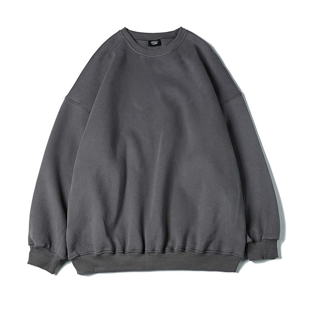 Blusas y camisas de manga larga con cuello redondo para hombre, sudadera holgada con cuello redondo de color liso, blusa de poliéster para hombre