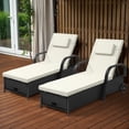 thumbnail image 6 of Uforic Outdoor Rattan Chaise Lounge with Cushions, Built-In Storage, Beige & Black, 1Pcs, 6 of 9