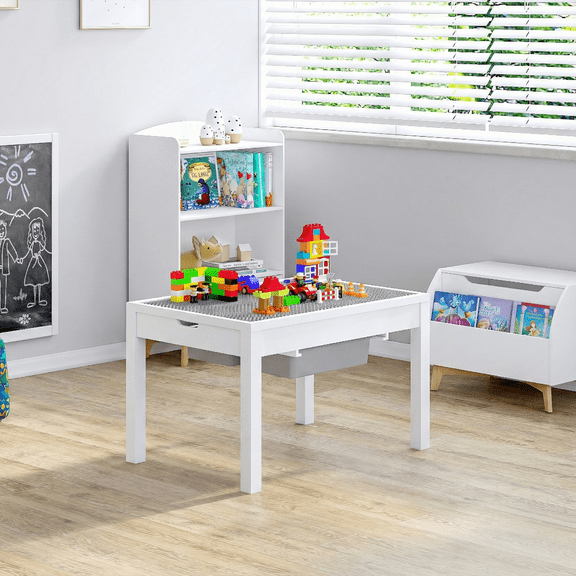 STAROUS 2-in-1 Large Kids Activity Table with Storage, White