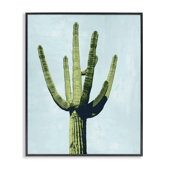 Stupell Industries Contemporary Looming Cactus Turquoise Sky Black Framed Giclee Art, 16 x 20, by Mia Jensen