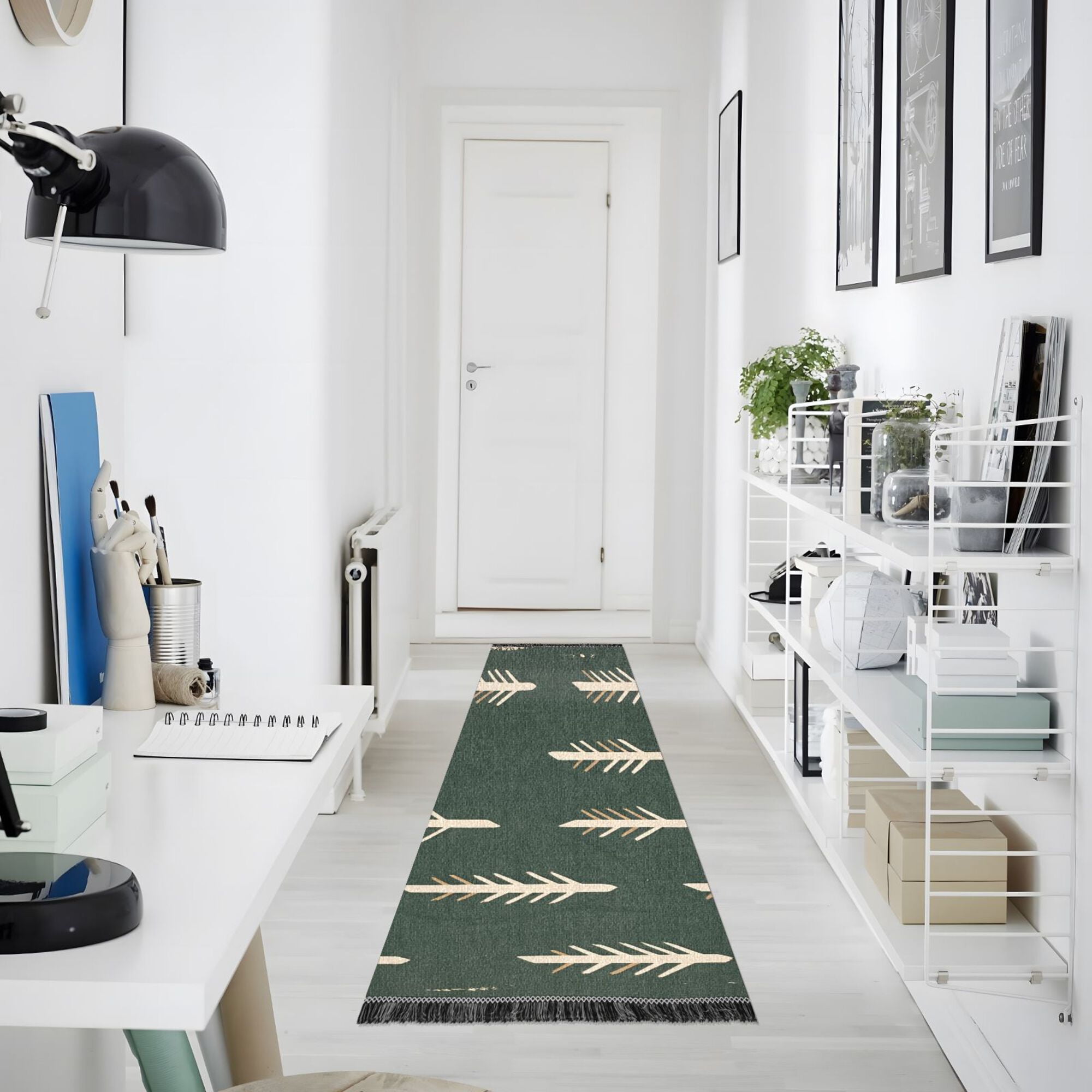 Yayeee Runner Rug for Bedroom 2'x6' Machine Washable Hallway Non Slip Mat, Beige Plants
