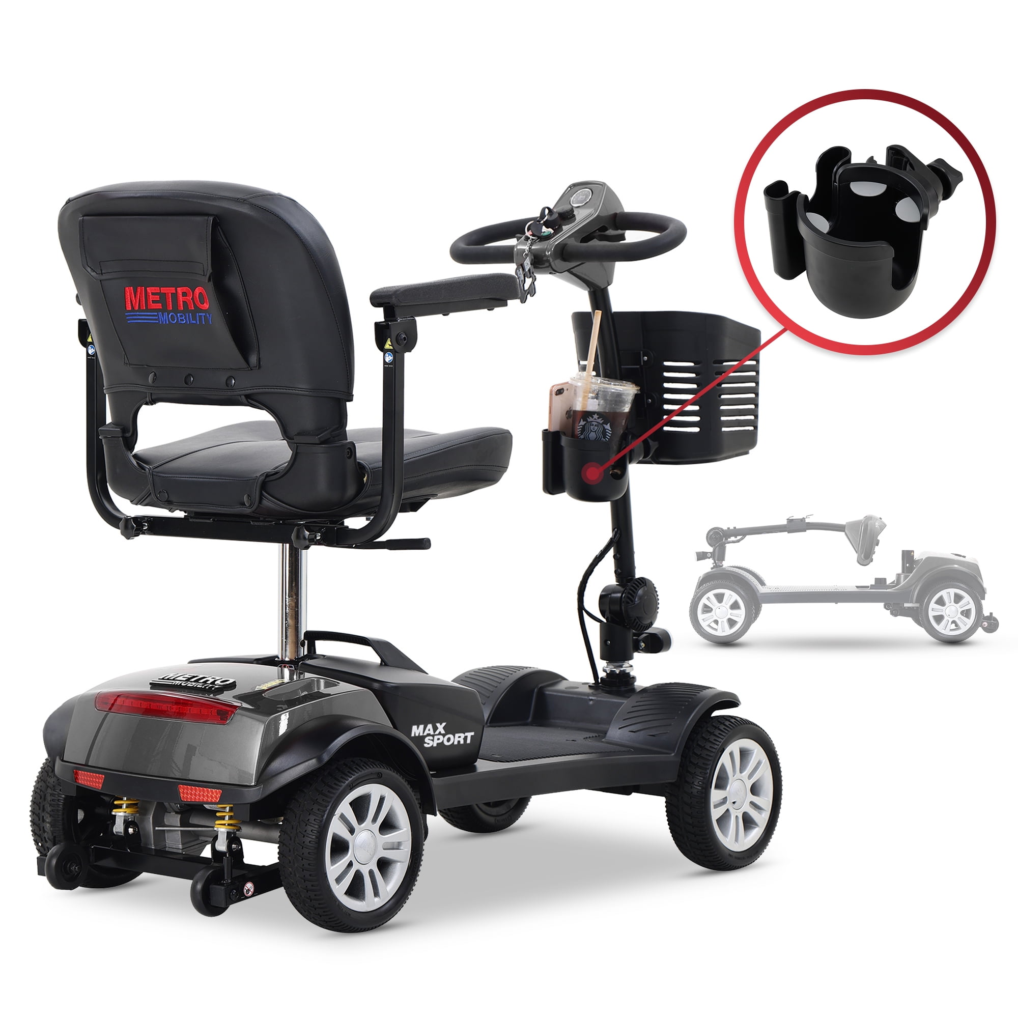 Metro Mobility Scooter Handicap Scooters Foldable Transforming Scooter Senior Scooters Gray