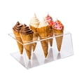 thumbnail image 2 of Restaurantware-Clear Tek 7.1 x 5.1 x 3.2 Ice Cream Cone Holder, 1 Premium Popcorn Cone Holder - Compatible Cones Are Sold Separately, 6 Holes, Clear Acrylic Stand, Display Candy Or French Fries, 2 of 3