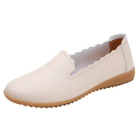 

KaLI_store Womens Shoes Dressy Casual Women s Flats Shoes Leisure Shoes Slip On Work Shoes Comfort Walking Shoes Beige