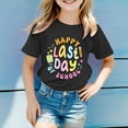 thumbnail image 2 of MIXUE Toddler Girls Tops & T-Shirts Summer Back To School Letter Print Round Neck Short Sleeve Loose Casual T-shirts Sportwear,Black,3-4 Years, 2 of 4