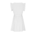 thumbnail image 7 of Wycnly Dresses for Women Casual Ruffle Sleeve Elastic Waist Swing Mini Dresses with Tie Round Neck Sleeveless Solid Summer Short Formal Dress White s, 7 of 7