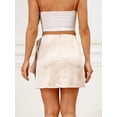 thumbnail image 5 of Wenseny Women’s Satin Side Pleated Wrap Skirts Asymmetrical Ruched A-Line Skirt Beige S, 5 of 7