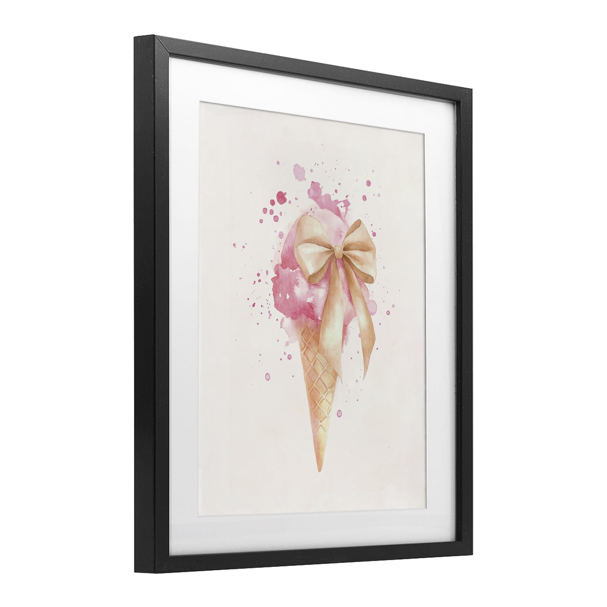 Stupell Industries Icy Charm Ice Cream Cone Black Framed Print Under Glass, design by Svetlana Aleynikova