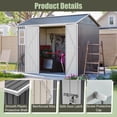 thumbnail image 4 of LZBEITEM 8' x 6' Outdoor Storage Shed with Window & Lockable Doors, Metal Garden Tool Shed with 4 Air Vents & Ground Nails, Waterproof Backyard Storage House for Patio Lawn, Gray, 4 of 10