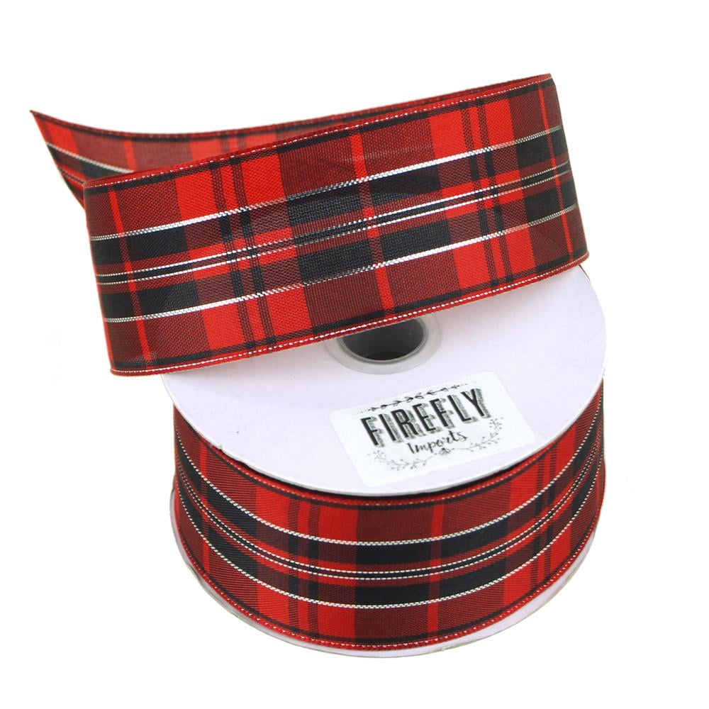 Plaid Checkered Holiday Christmas Ribbon Wired Edge, 11/2Inch, 10