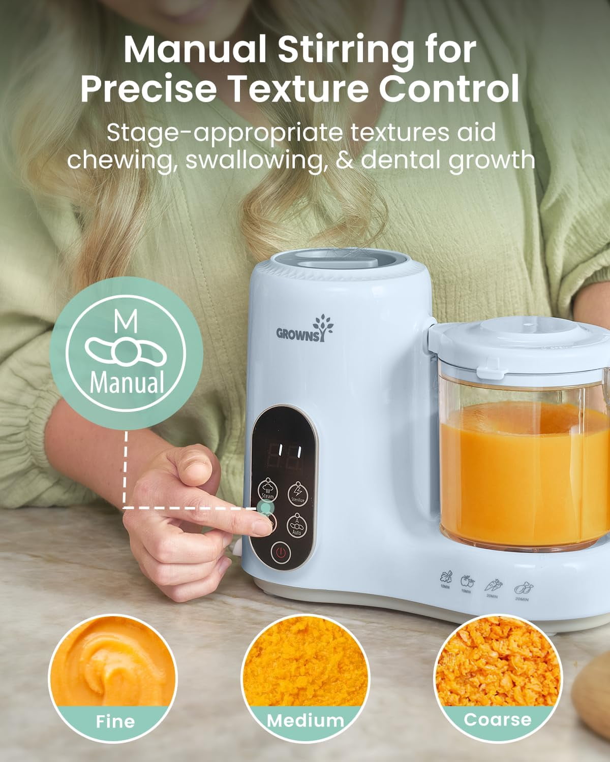 Food Maker with Steam Basket, One Step Processor Steamer Puree Blender Grinder Mills , Auto Cooking Grinding and Sterilizing for Healthy Homemade  Food, Blue