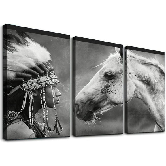 Ulloord Horse Female Canvas Painting Native Ameri Canvas Painting Wall Art for Bedroom Living Room Decor