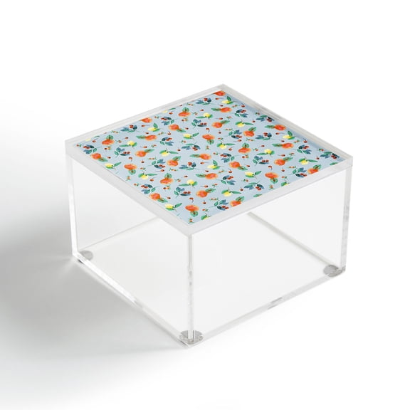 Society6 Ninola Design Citrus fruits Summer Blue 4" x 4" Acrylic Box