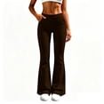 thumbnail image 2 of Inleife Women High Waist Flared Yoga Pants Elastic Waist Pocket Slim Fit Casual Flare Long Trousers For Sports Daily Wear, 2 of 6