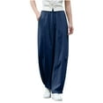 thumbnail image 1 of VEKDONE Pantalon Long en Lin pour Femmes Marine m, 1 of 5